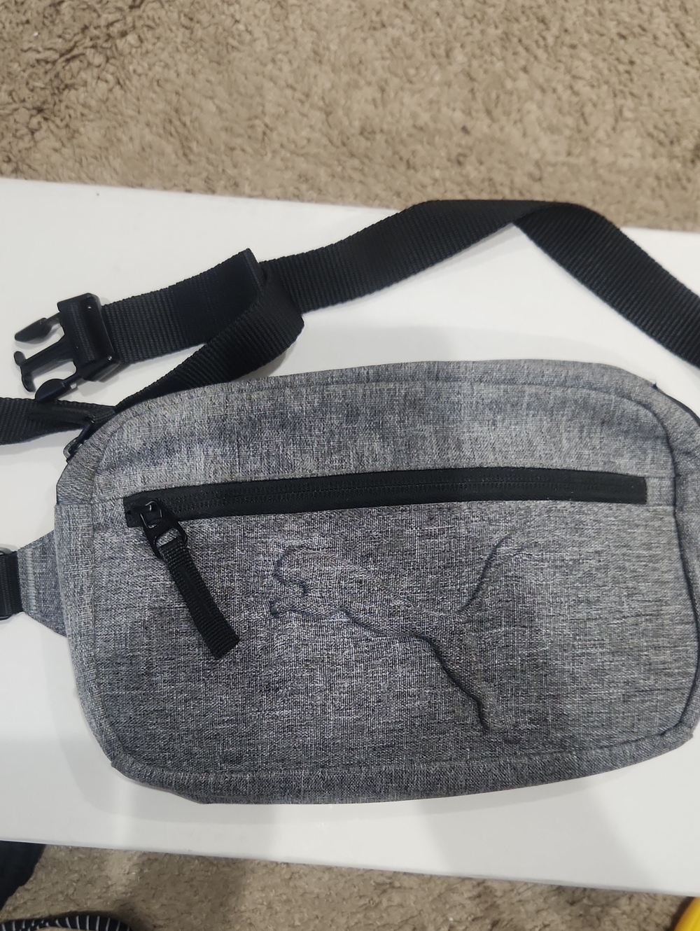 Puma Grey Heather Belt Bag with Black Trim
